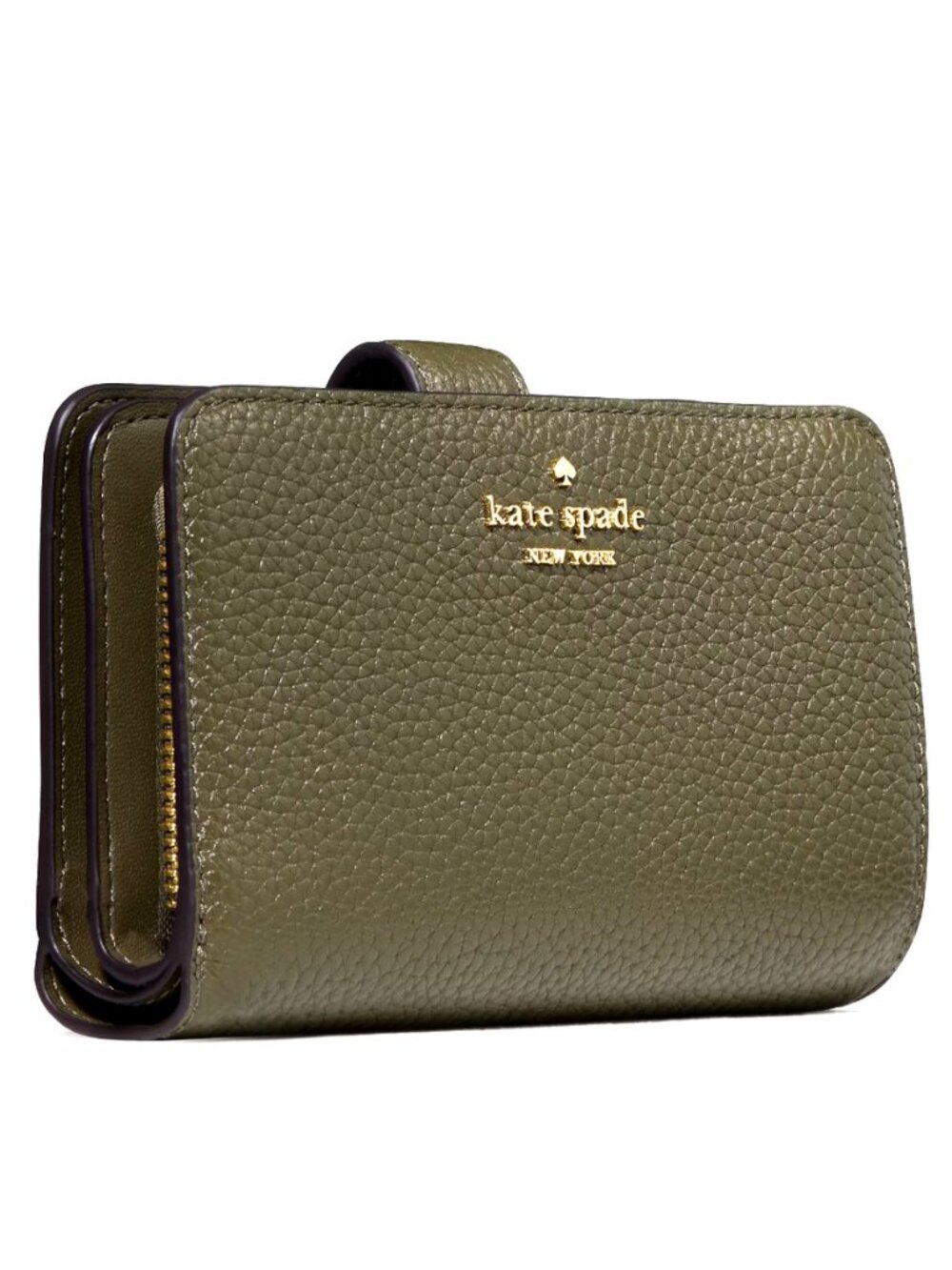 New Kate Spade Lena Medium Compact Bifold Wallet Pebble Leather Seaweed